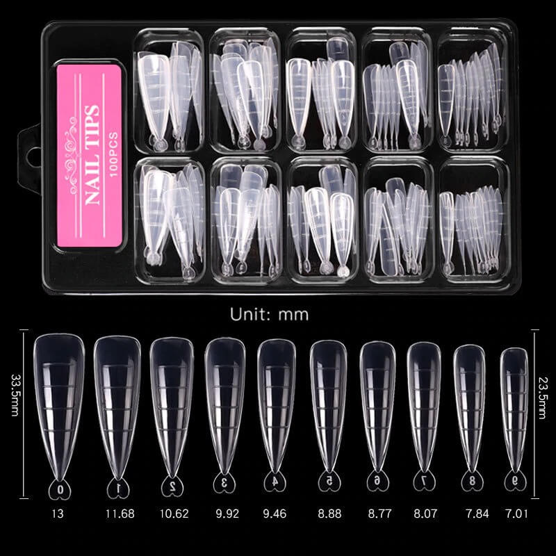 100 Pcs Poly Nail Gel Quick Building Mold Tips VT202312 - Vettsy