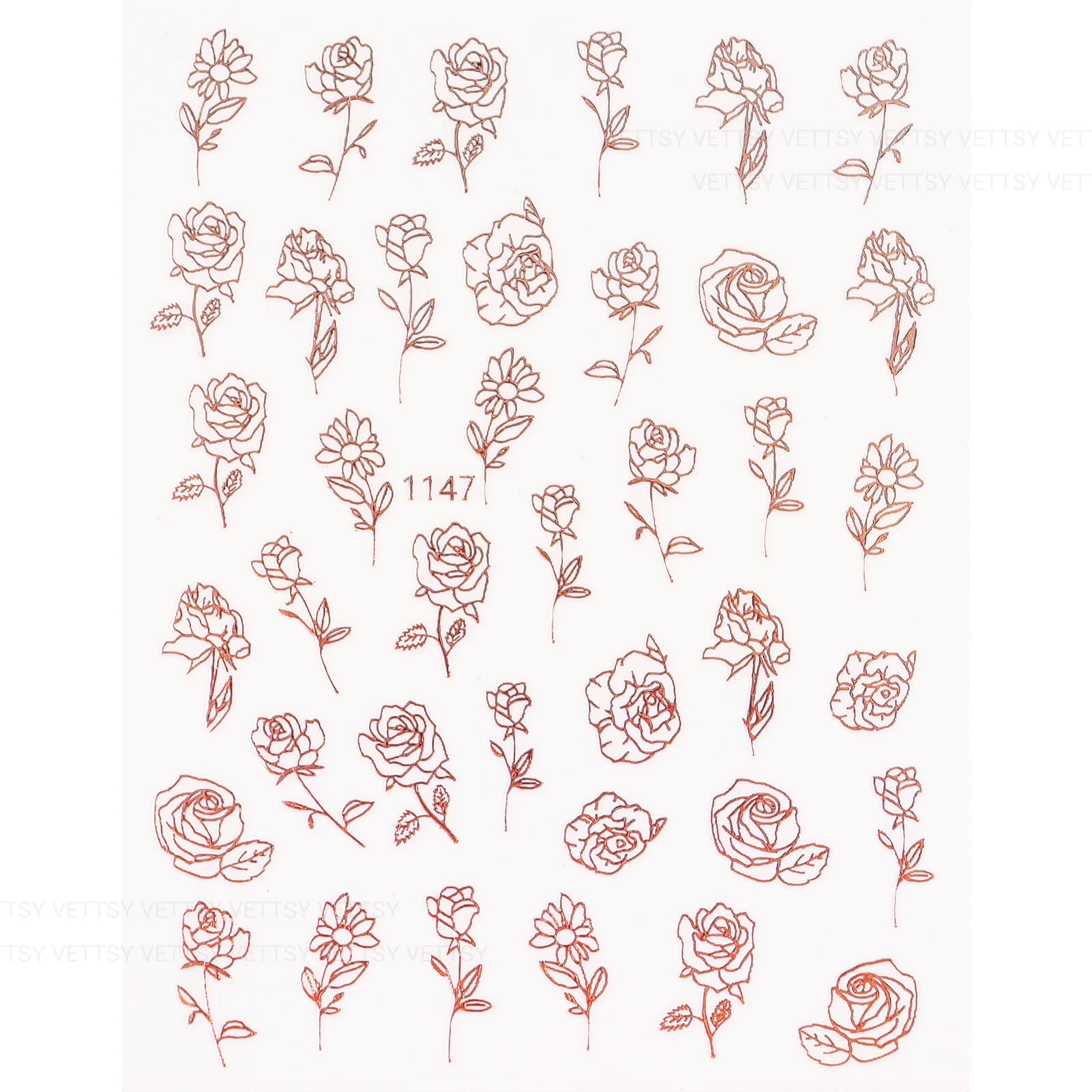 Nail Stickers-Rose - Vettsy