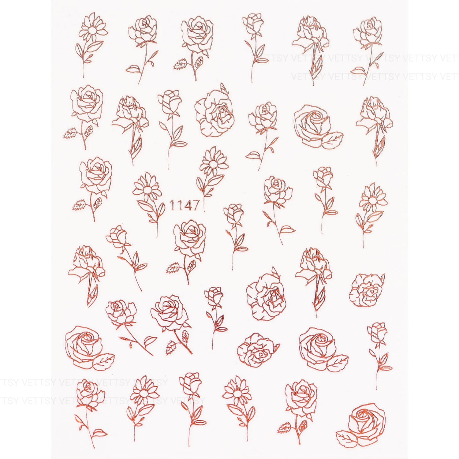 Nail Stickers-Rose - Vettsy