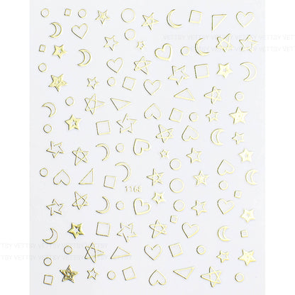 Nail Stickers-Star &amp; Moon Gold - Vettsy