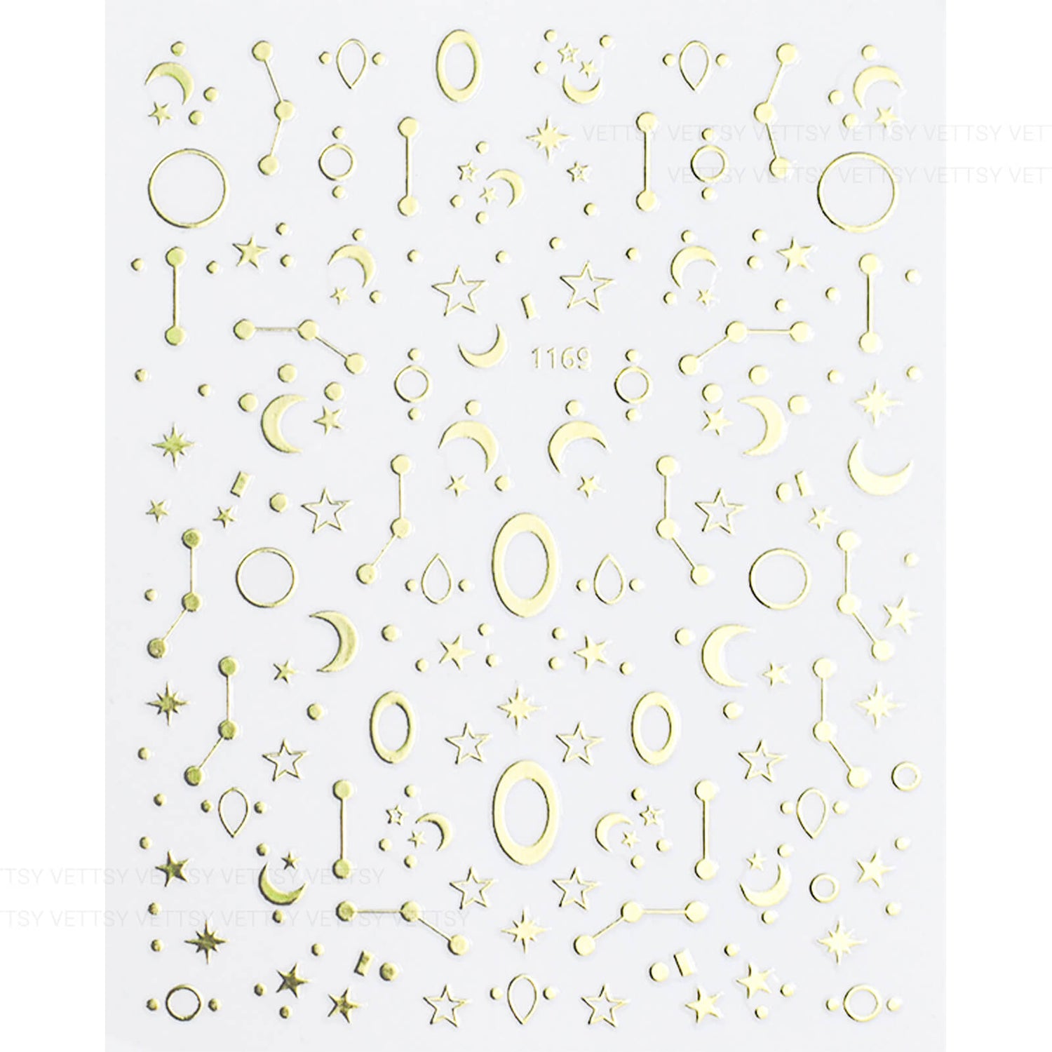 Nail Stickers-Star &amp; Moon Gold - Vettsy