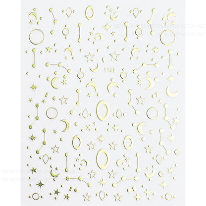 Nail Stickers-Star &amp; Moon Gold - Vettsy