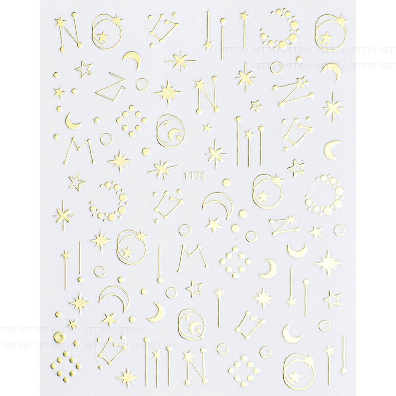 Nail Stickers-Star &amp; Moon Gold - Vettsy