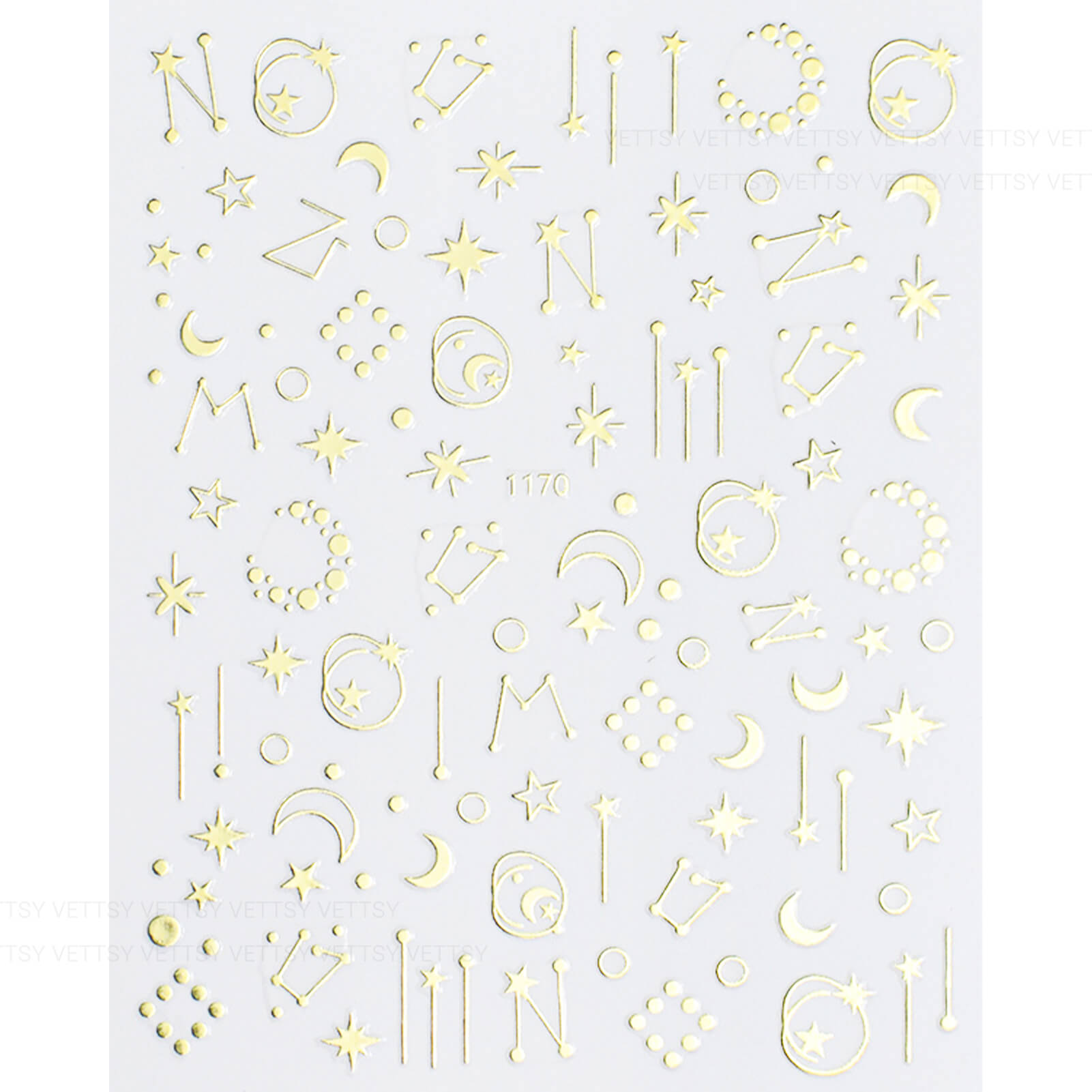 Nail Stickers-Star &amp; Moon Gold - Vettsy