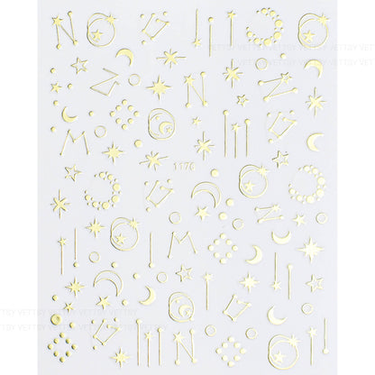 Nail Stickers-Star &amp; Moon Gold - Vettsy