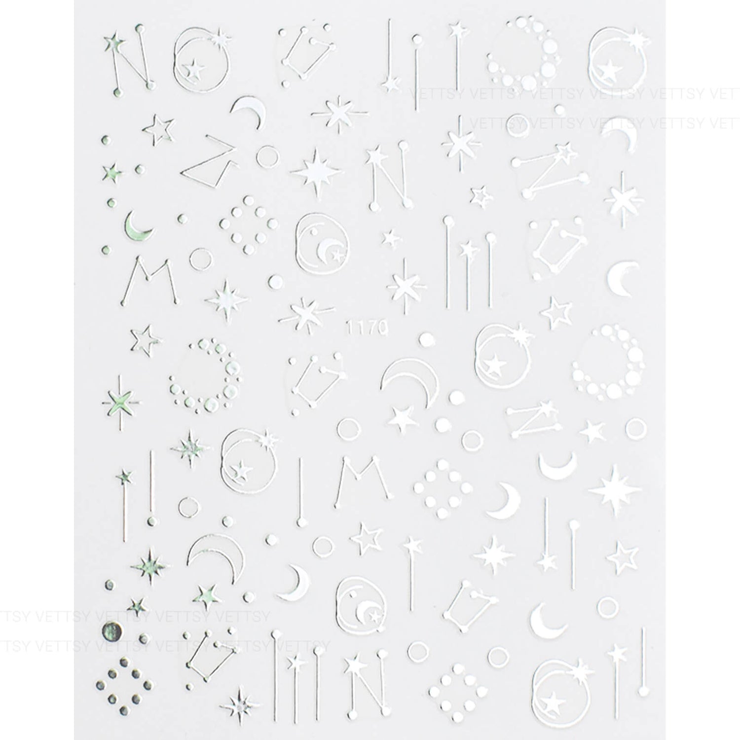 Nail Stickers-Star &amp; Moon Silver - Vettsy