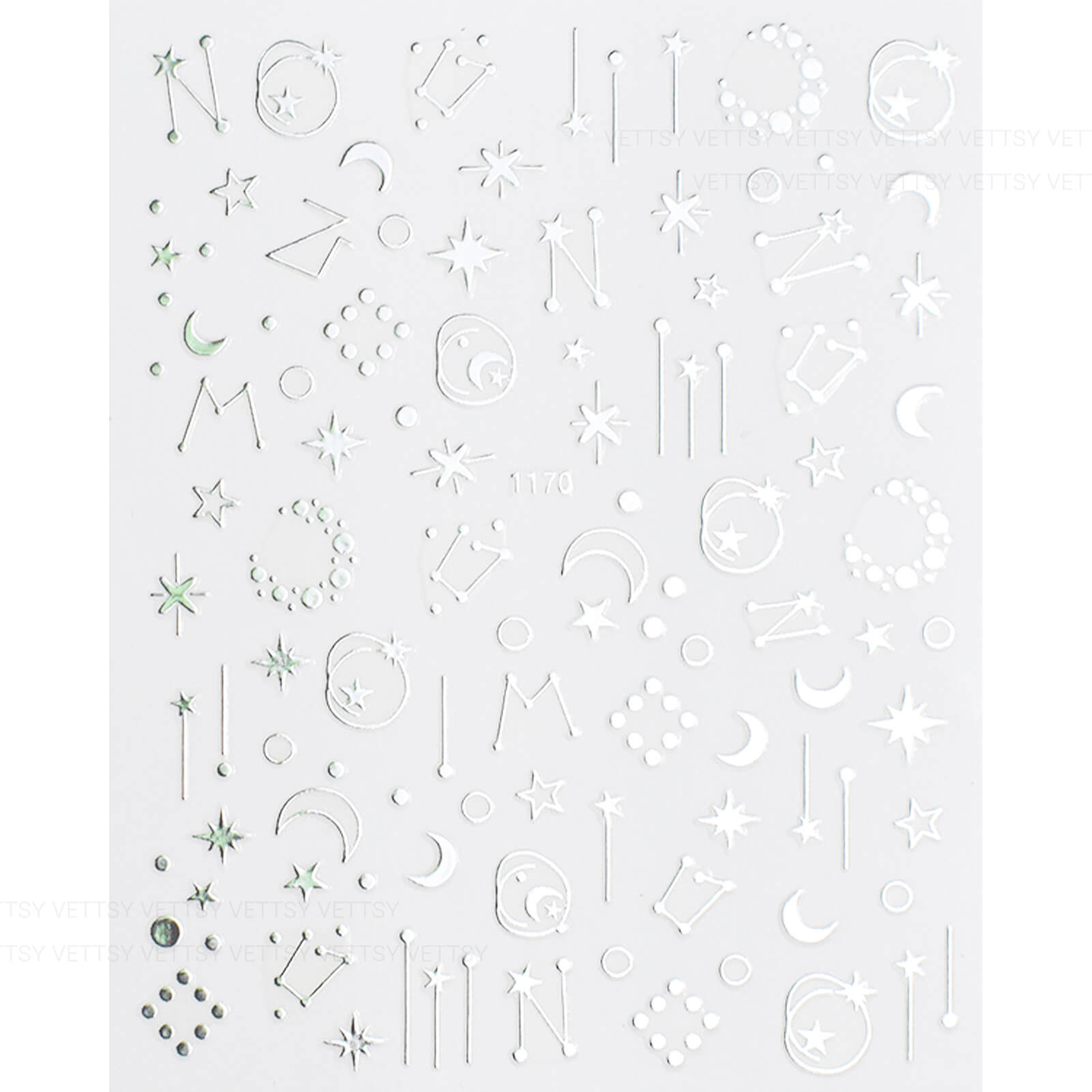 Nail Stickers-Star &amp; Moon Silver - Vettsy