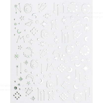 Nail Stickers-Star &amp; Moon Silver - Vettsy
