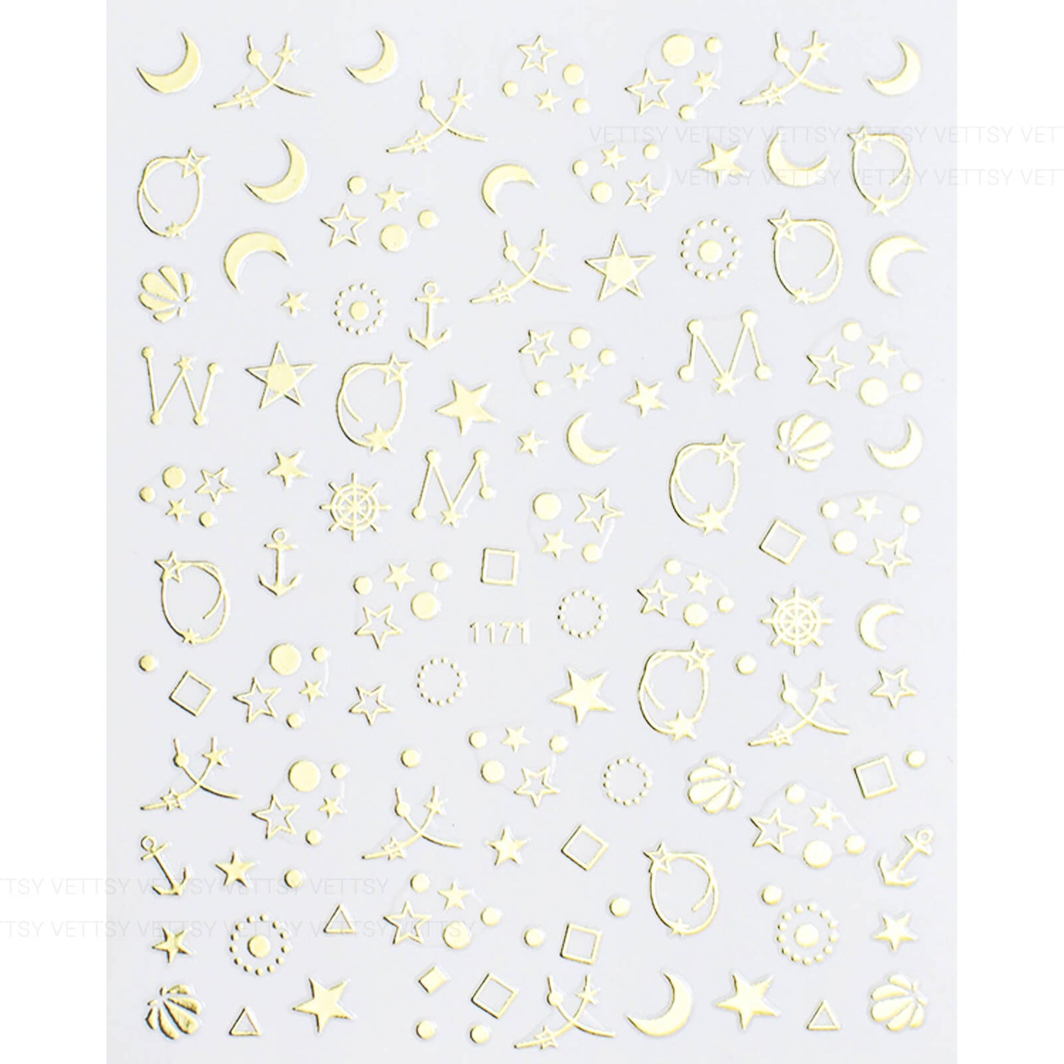 Nail Stickers-Star &amp; Moon Gold - Vettsy