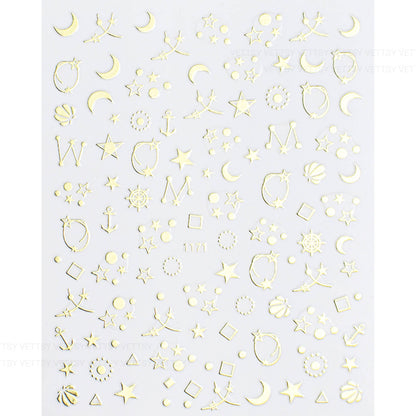 Nail Stickers-Star &amp; Moon Gold - Vettsy