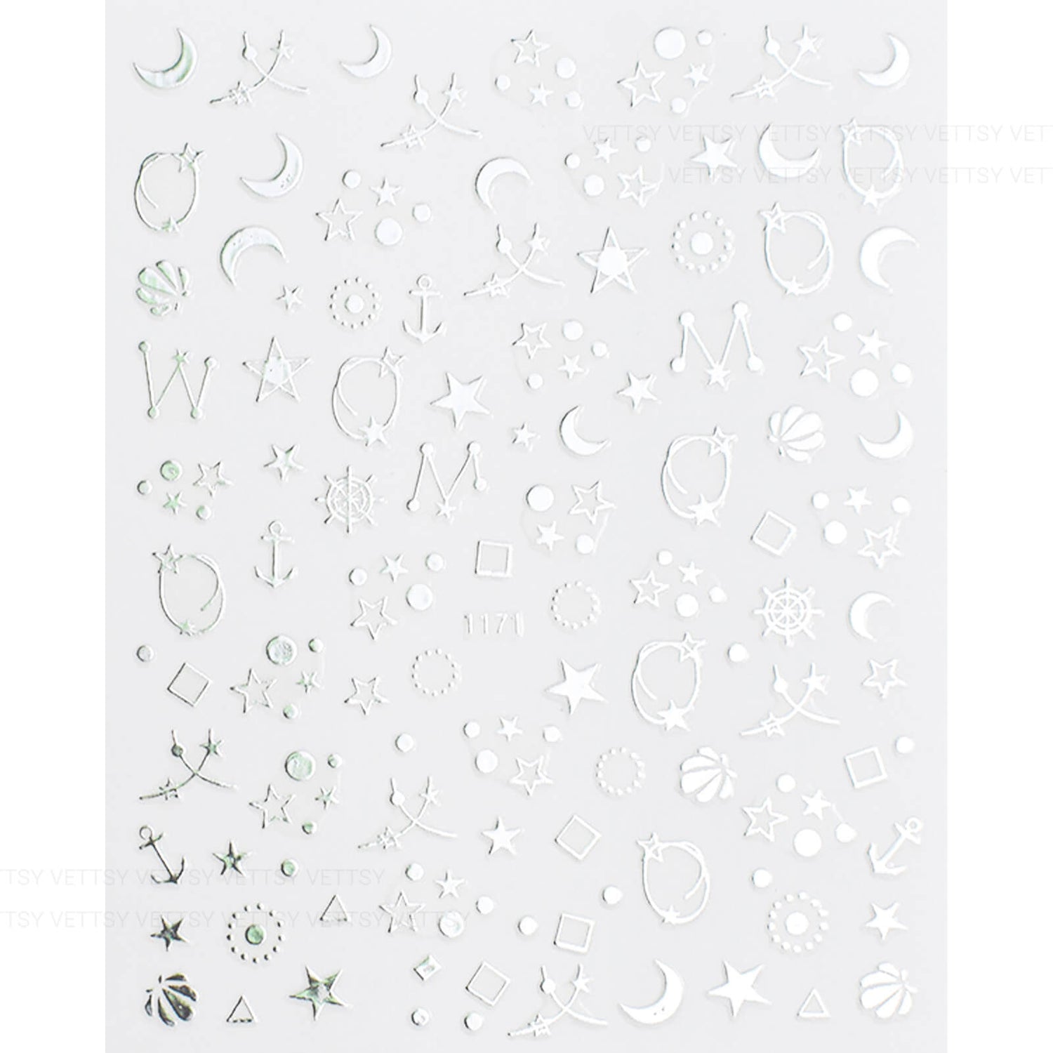 Nail Stickers-Star &amp; Moon Silver - Vettsy