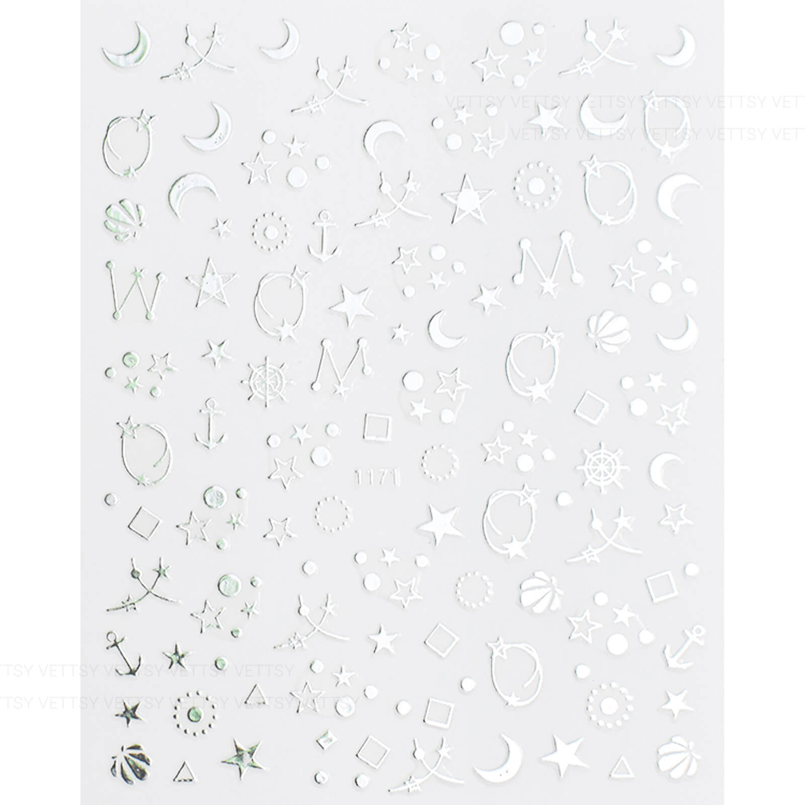Nail Stickers-Star &amp; Moon Silver - Vettsy