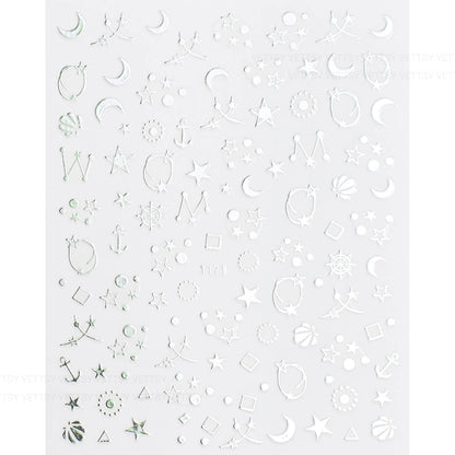 Nail Stickers-Star &amp; Moon Silver - Vettsy
