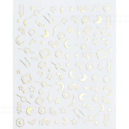 Nail Stickers-Star &amp; Moon Gold - Vettsy