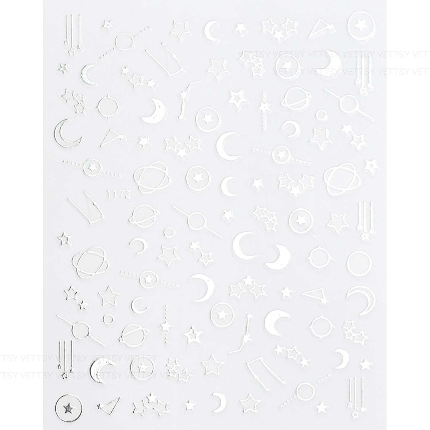 Nail Stickers-Star &amp; Moon Silver - Vettsy