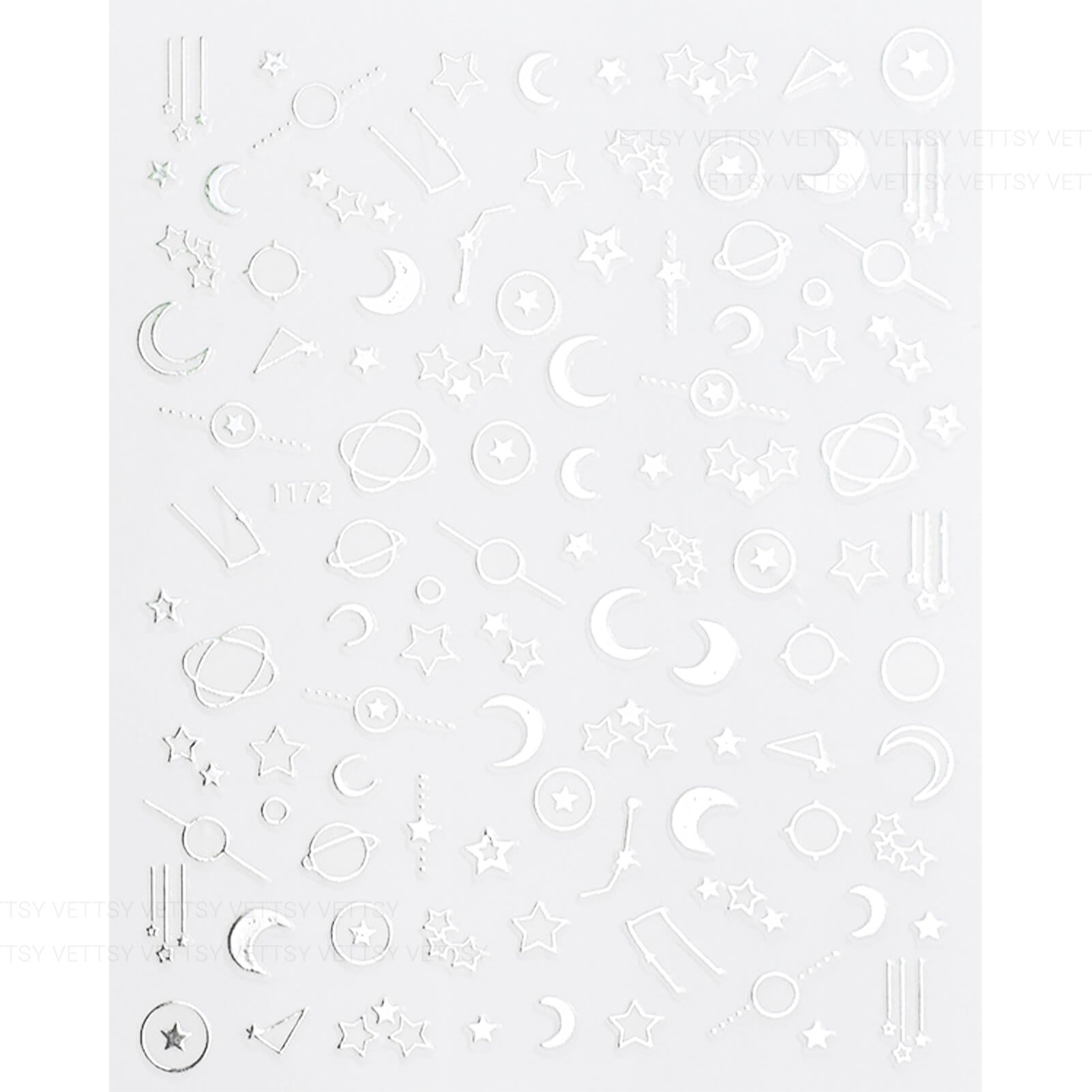 Nail Stickers-Star &amp; Moon Silver - Vettsy