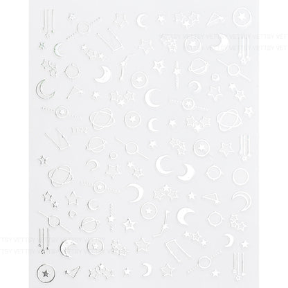 Nail Stickers-Star &amp; Moon Silver - Vettsy