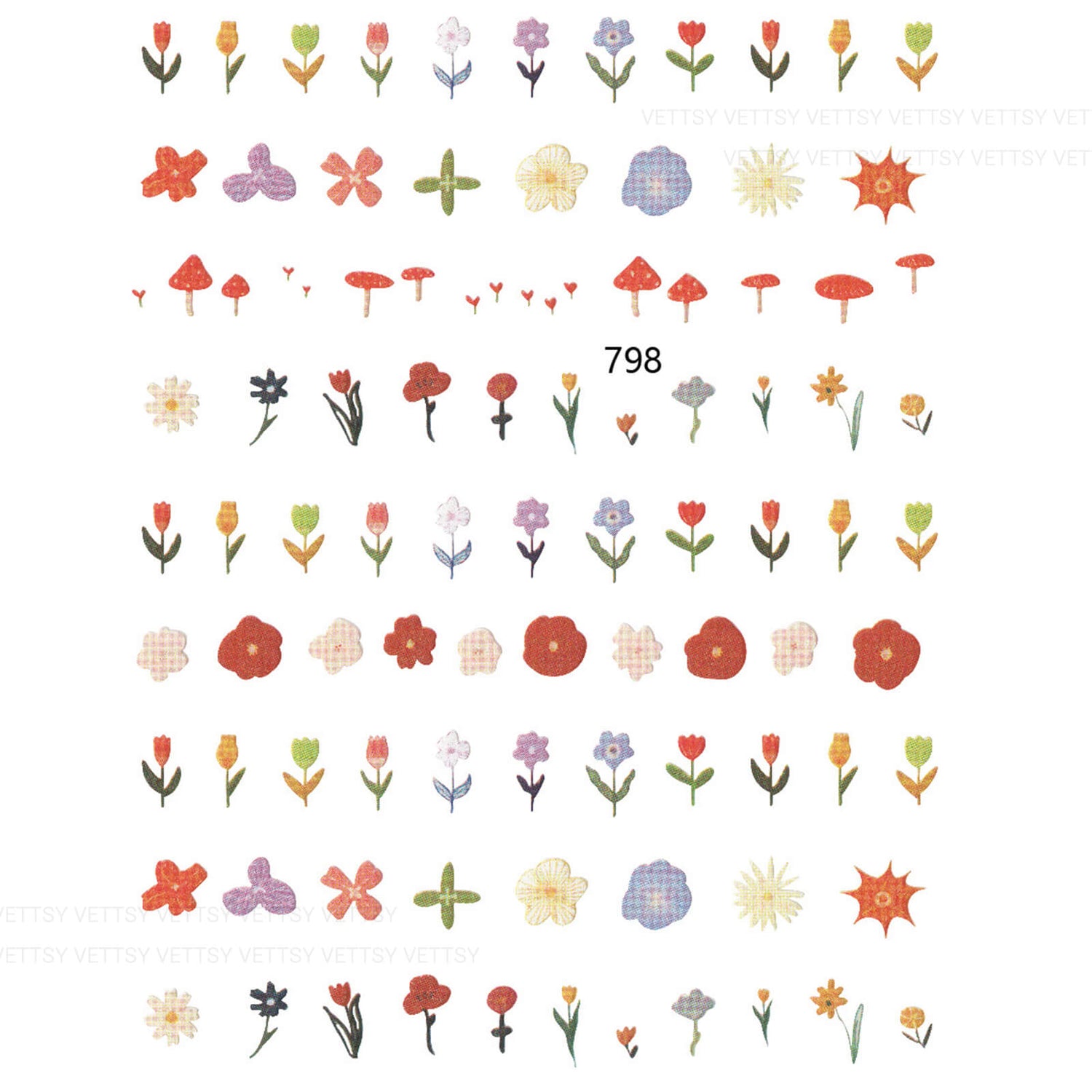 Nail Stickers-Cartoon Flower - Vettsy
