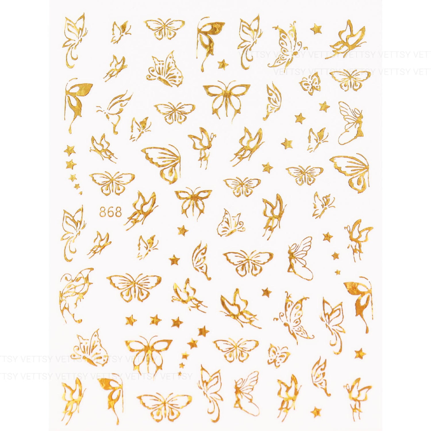Nail Stickers-Hollow Butterfly Gold - Vettsy