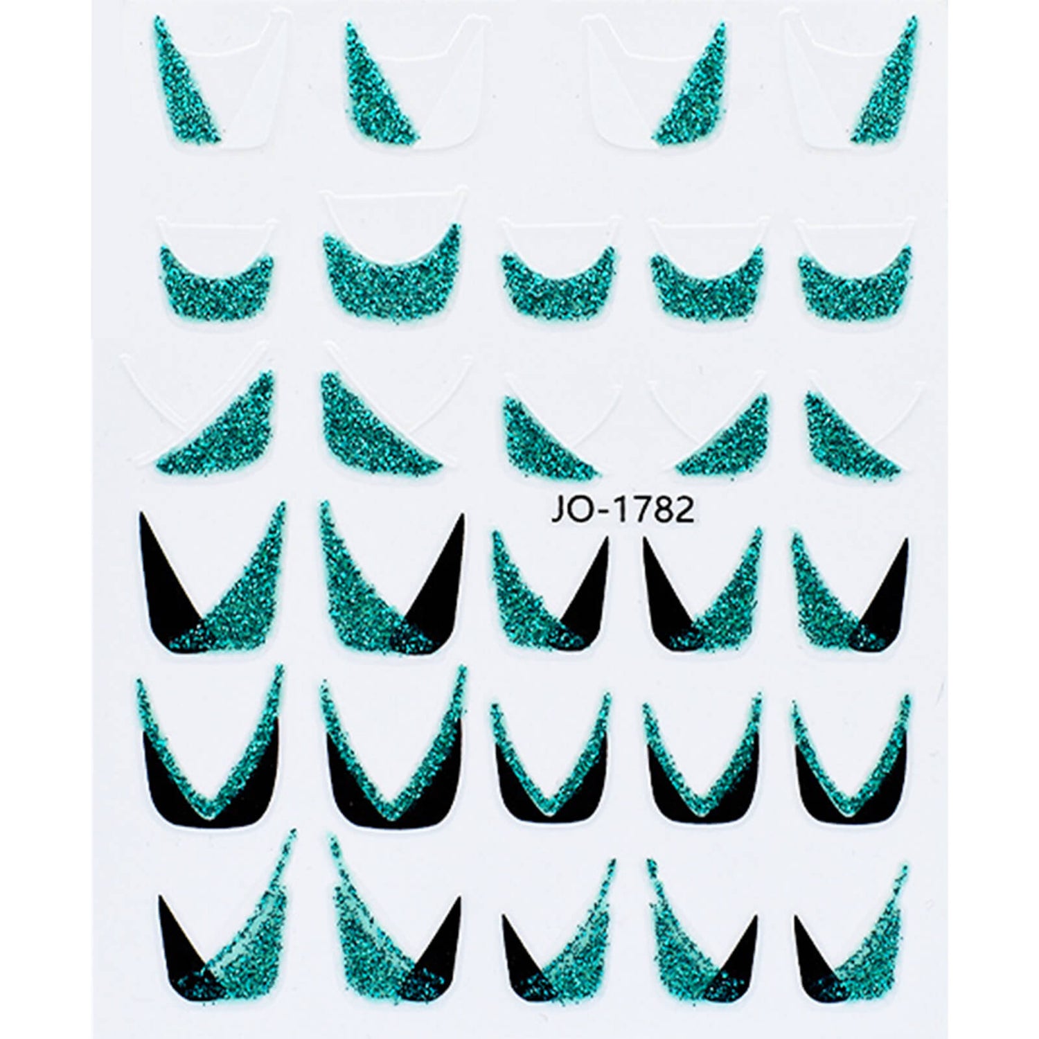 French-Nail-art-Stickers-Glitter-green