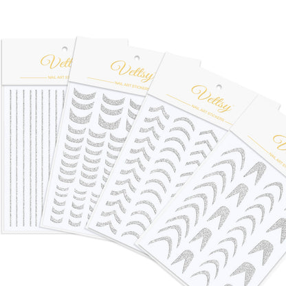    glitter-french-tips-silver-set