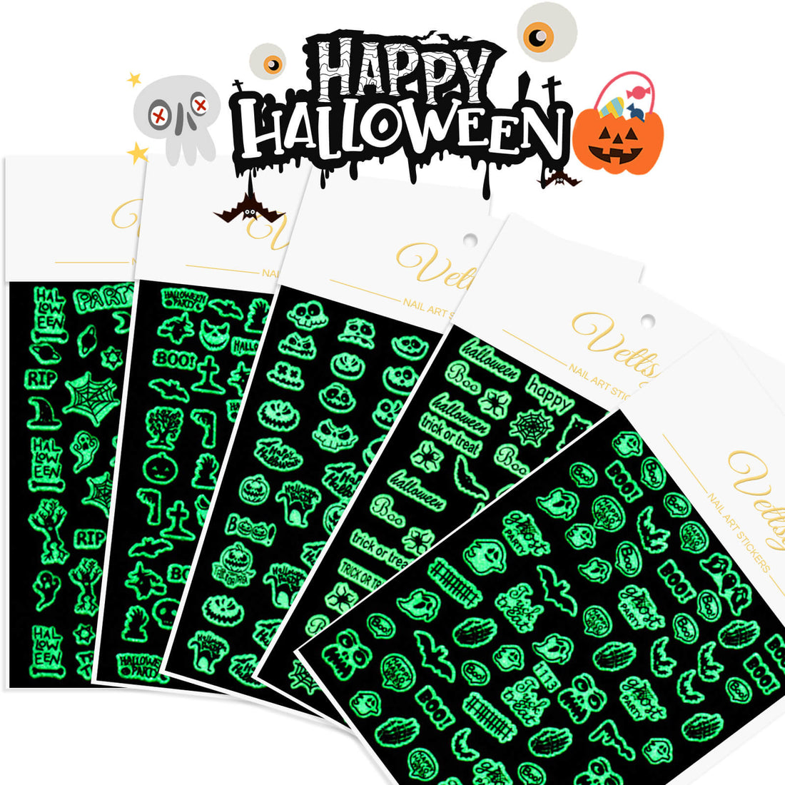Halloween Glow Stickers-Black - Vettsy