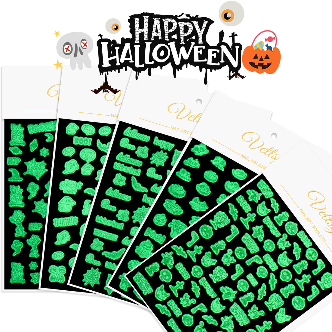 Halloween Glow Stickers-White - Vettsy