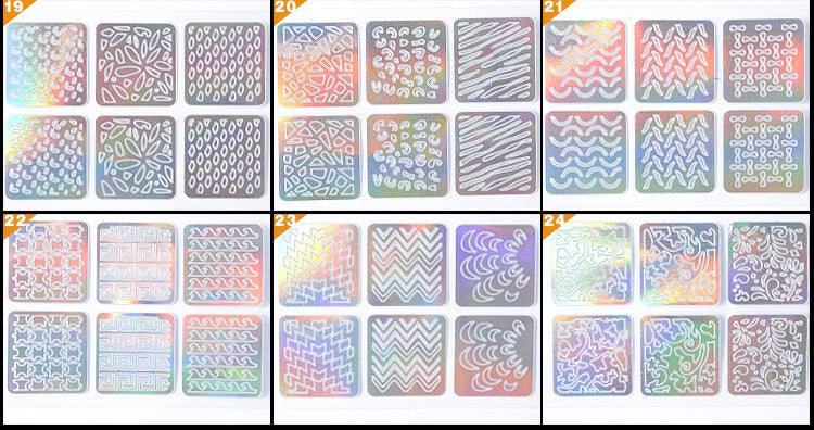 24 Sheets/set DIY Nail Art Hollow 3D Laser Stickers VT202240 - Vettsy