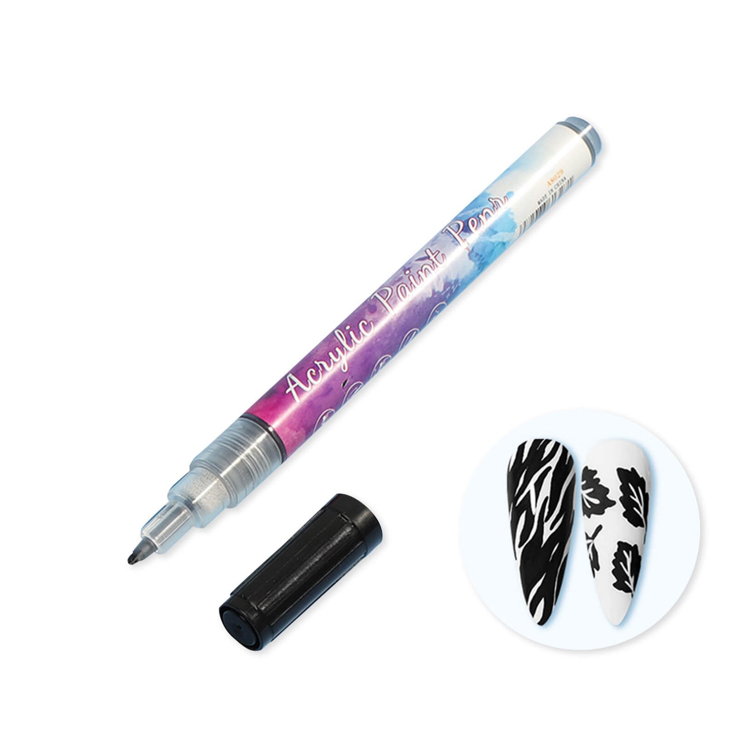 rainbow-color-nail-art-acrylic-paint-pen-graffiti-pen-black