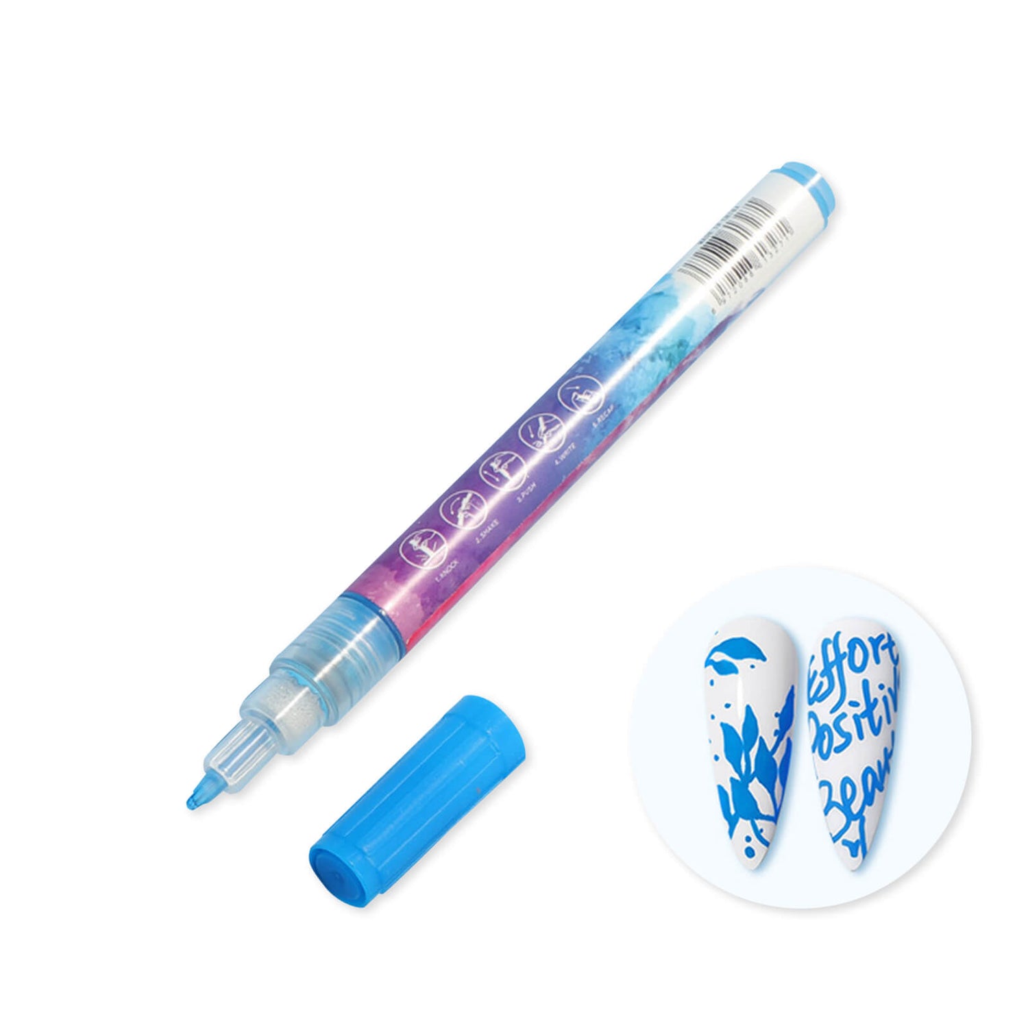 rainbow-color-nail-art-acrylic-paint-pen-graffiti-pen-blue