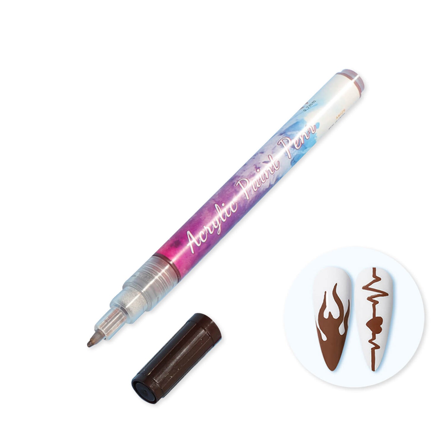 rainbow-color-nail-art-acrylic-paint-pen-graffiti-pen-brown