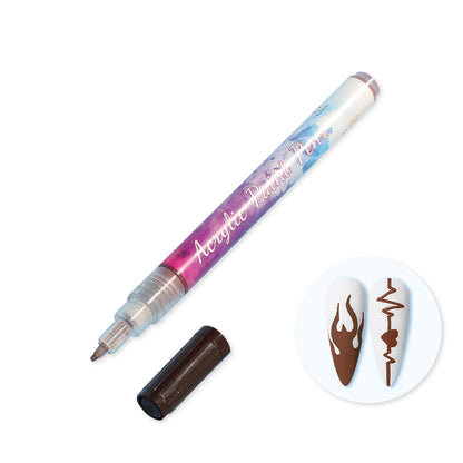 rainbow-color-nail-art-acrylic-paint-pen-graffiti-pen-brown