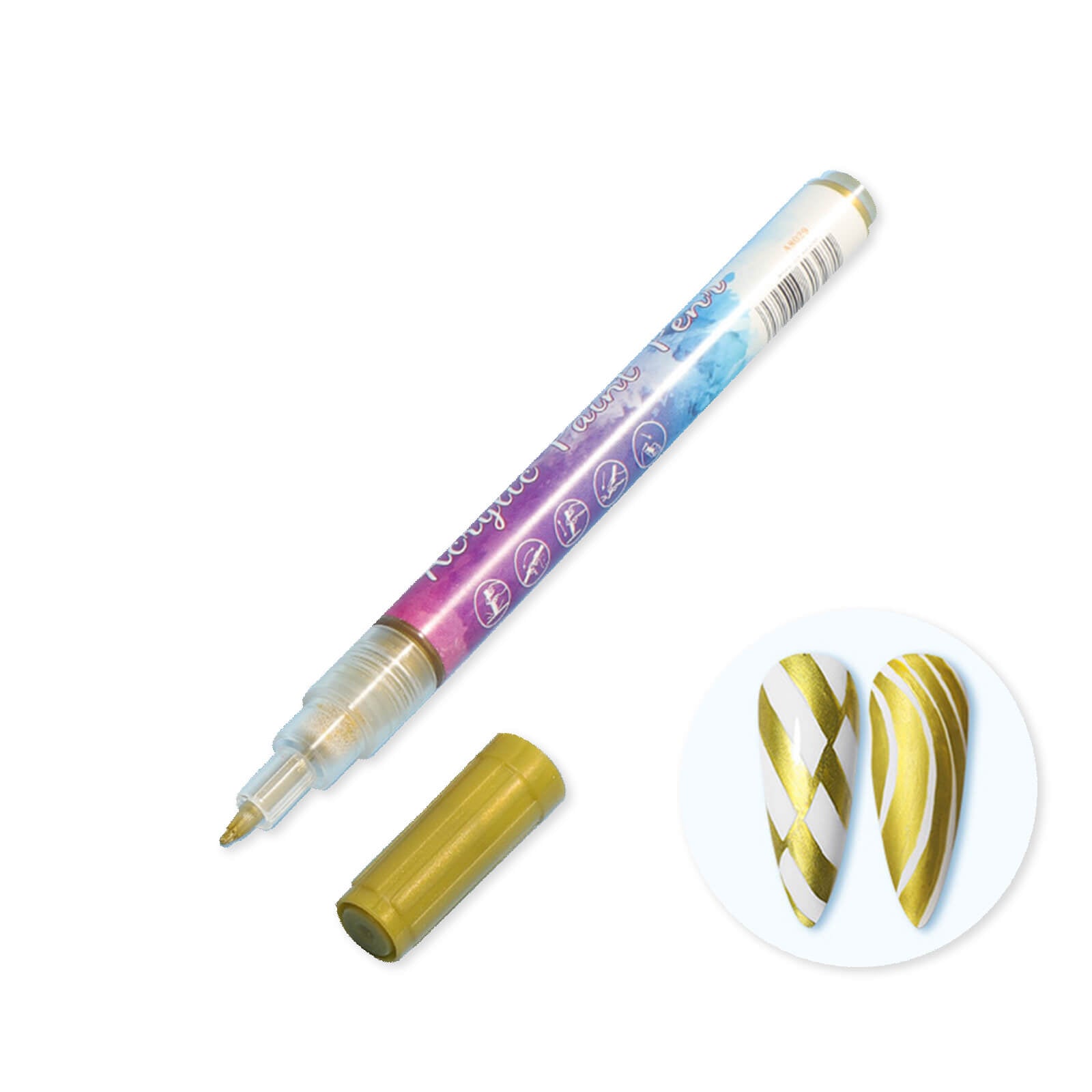rainbow-color-nail-art-acrylic-paint-pen-graffiti-pen-gold