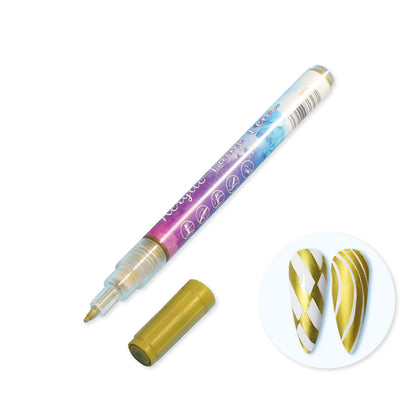 rainbow-color-nail-art-acrylic-paint-pen-graffiti-pen-gold