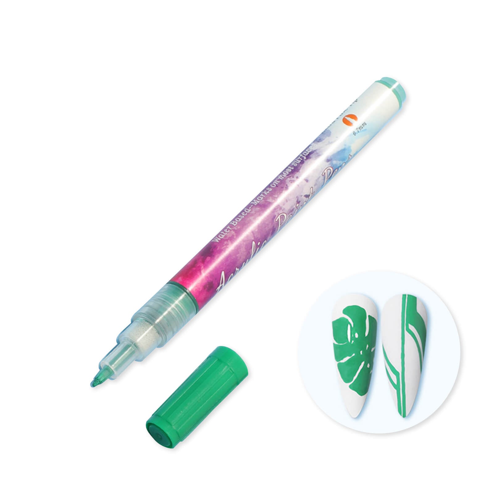 rainbow-color-nail-art-acrylic-paint-pen-graffiti-pen-green