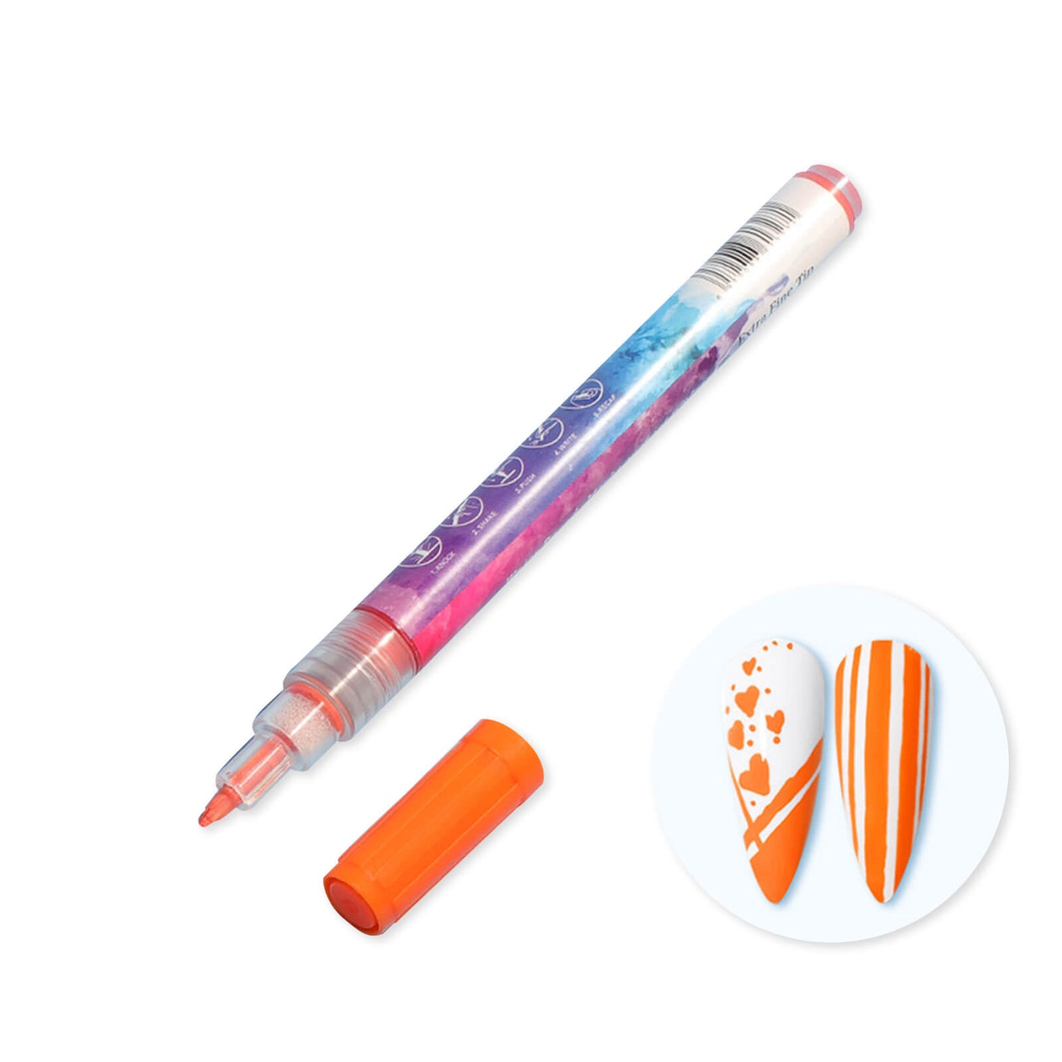 rainbow-color-nail-art-acrylic-paint-pen-graffiti-pen-orange