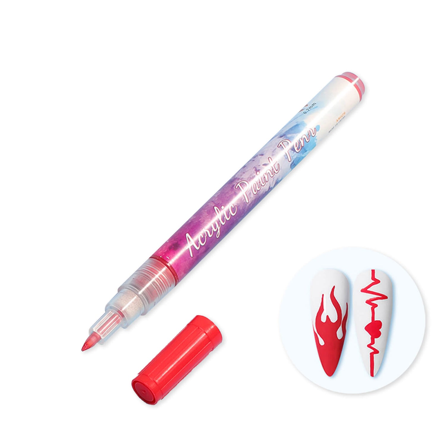 rainbow-color-nail-art-acrylic-paint-pen-graffiti-pen-red