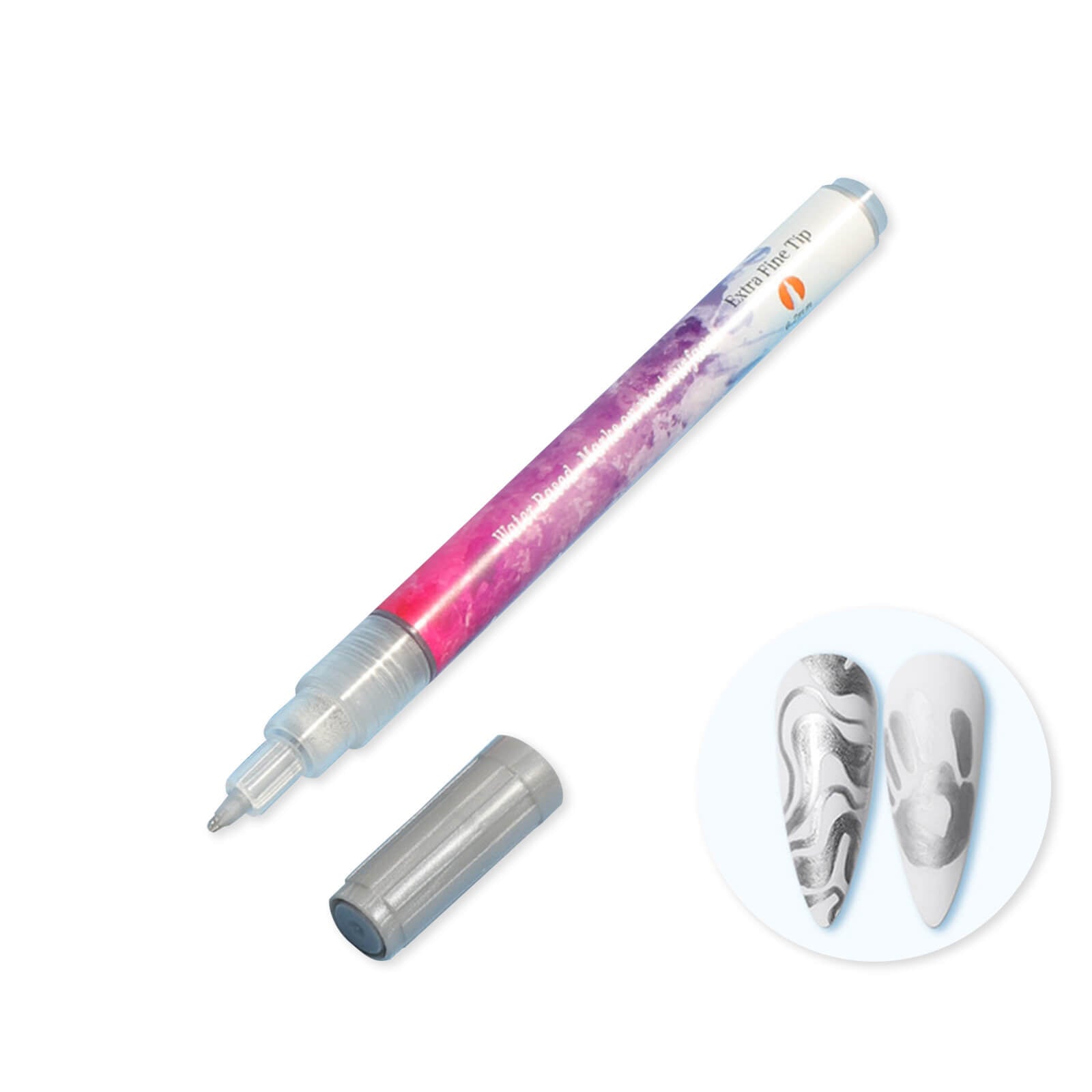 rainbow-color-nail-art-acrylic-paint-pen-graffiti-pen-silver