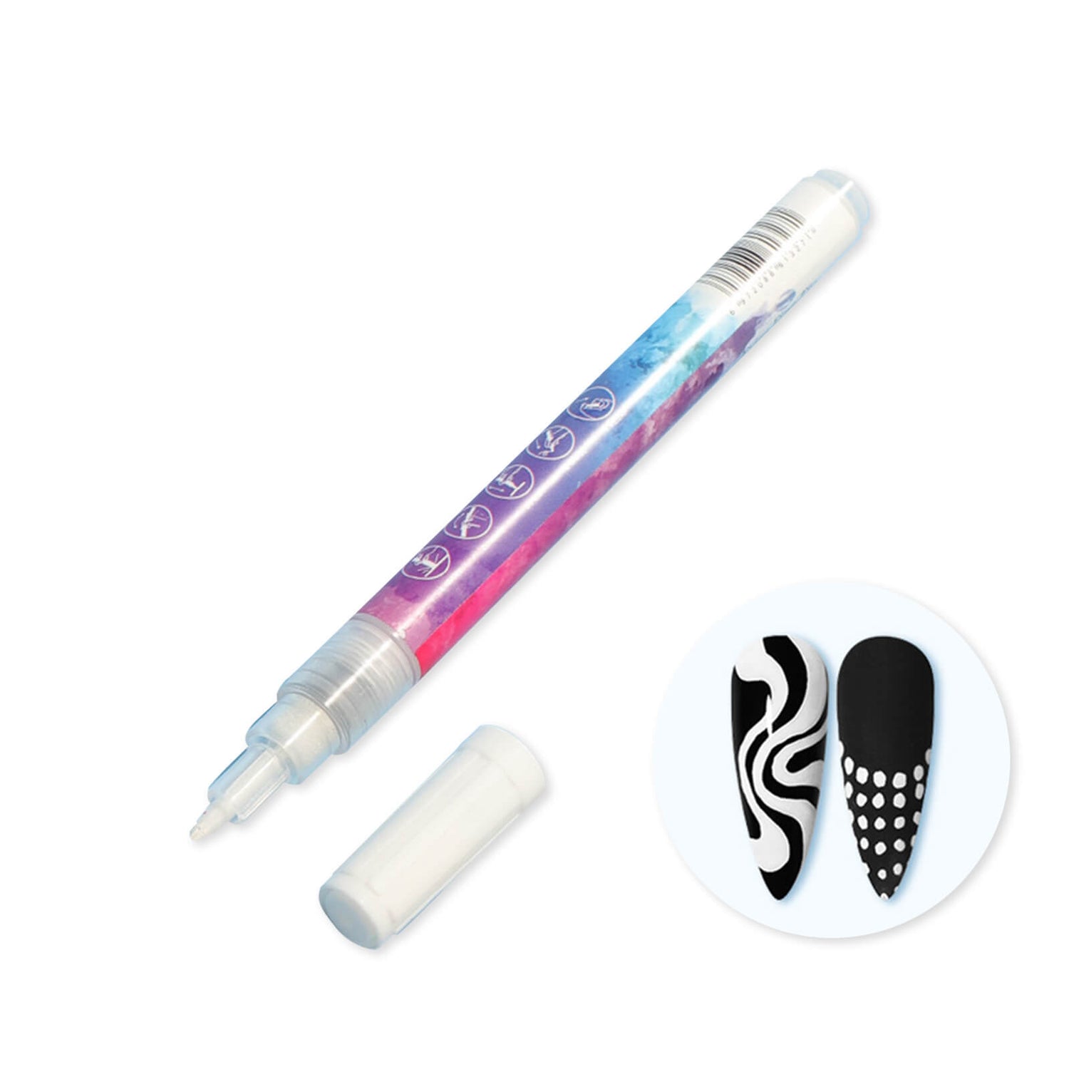 rainbow-color-nail-art-acrylic-paint-pen-graffiti-pen-white