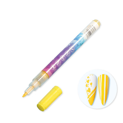 rainbow-color-nail-art-acrylic-paint-pen-graffiti-pen-yellow