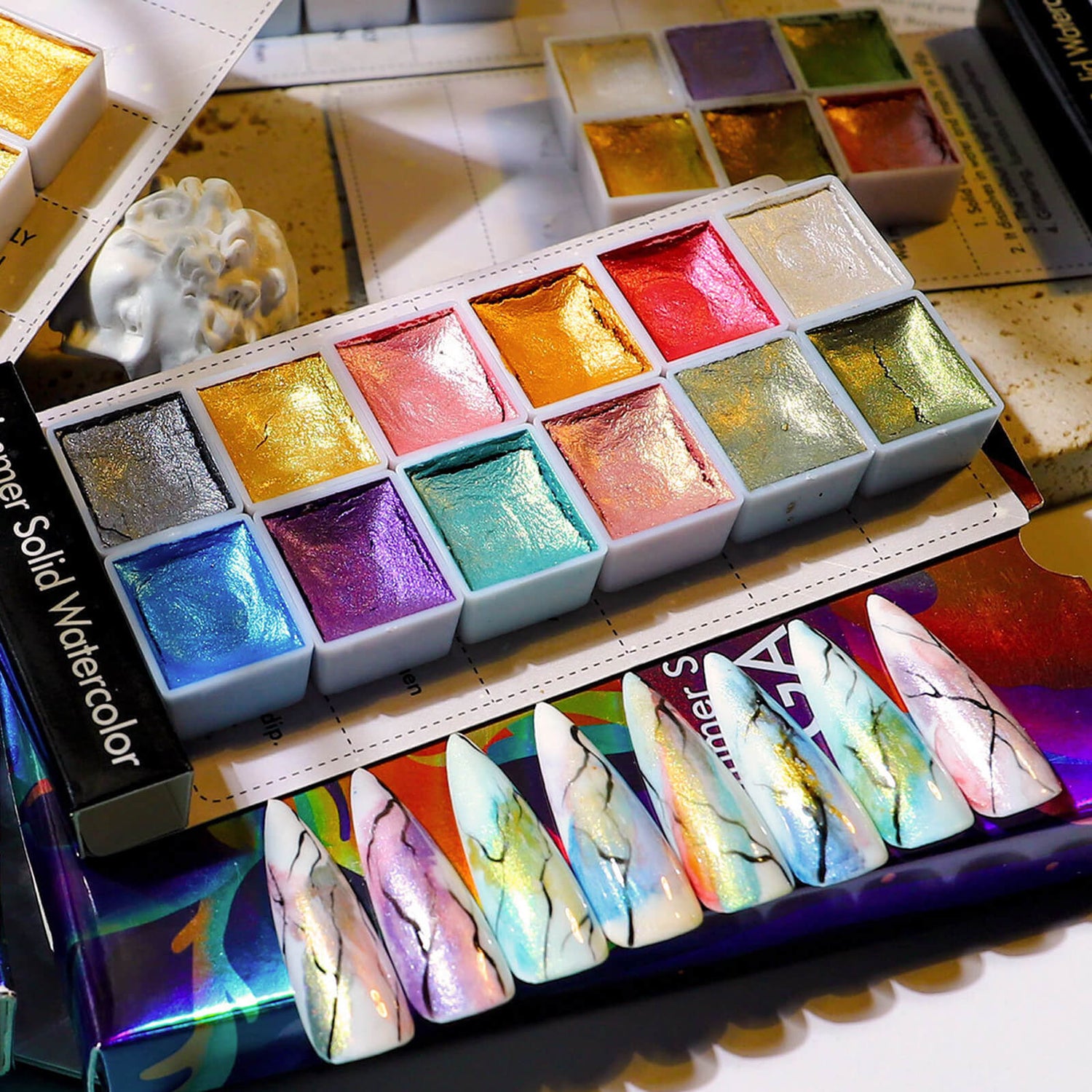Solid Shimmer Nail Watercolor Palette 02